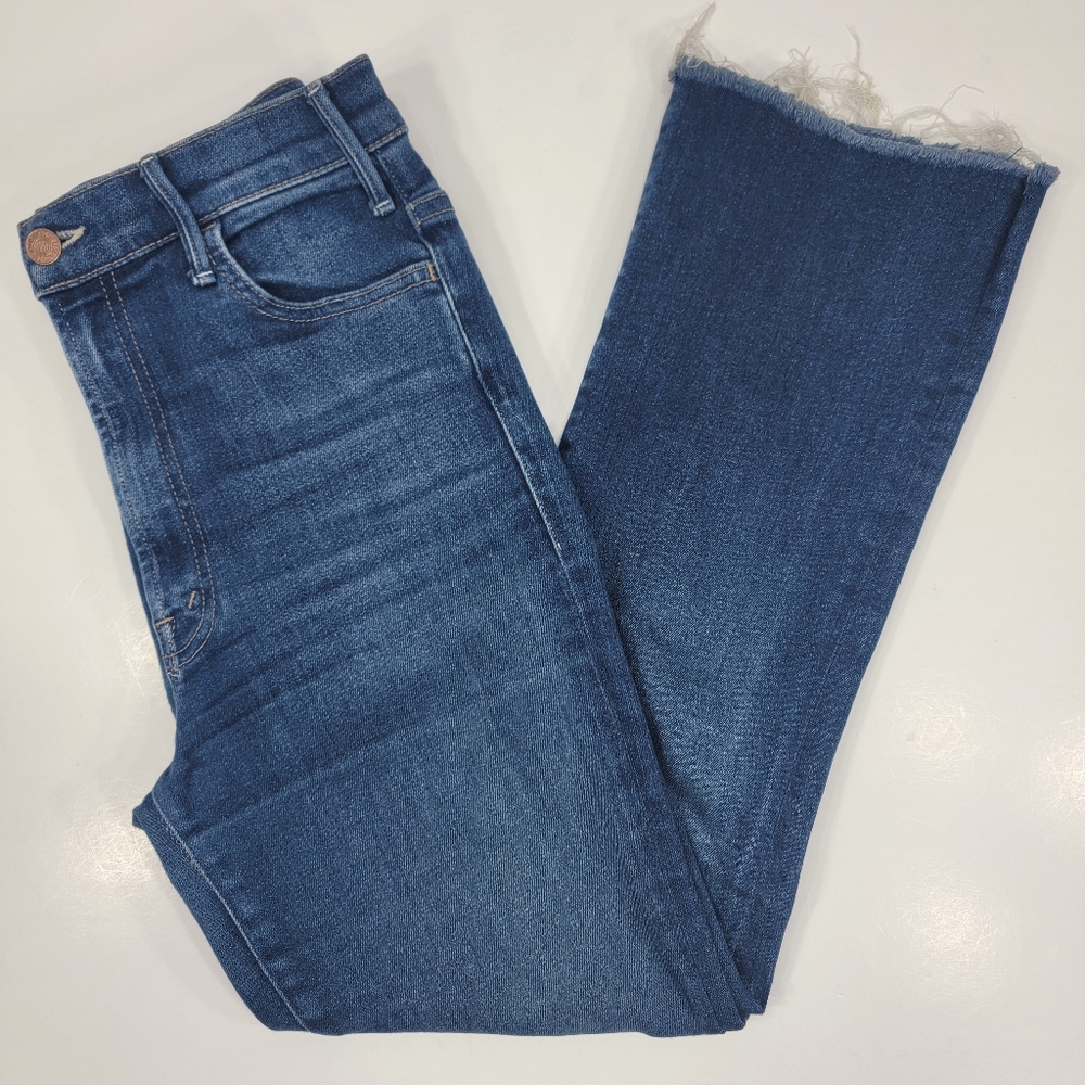 Mother The Hustler Ankle Fray Home Movies Jeans Women's 28 Stretch Denim EUC